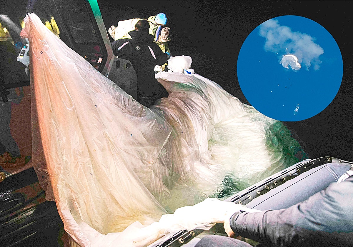 Uno de los últimos globos derribados.