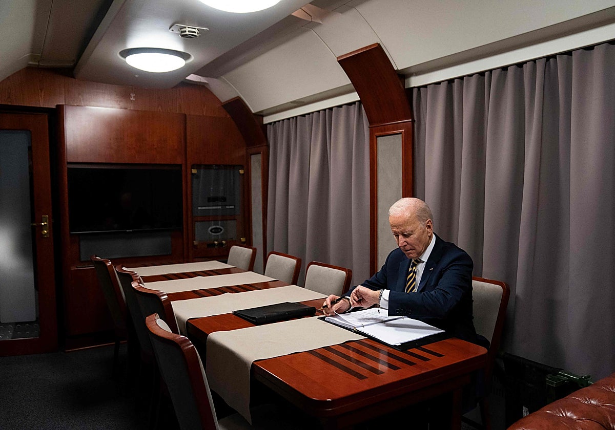 Joe Biden este lunes en Kiev