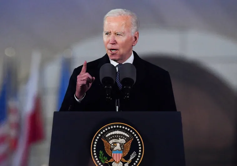 US President Joe Biden during his speech in Warsaw