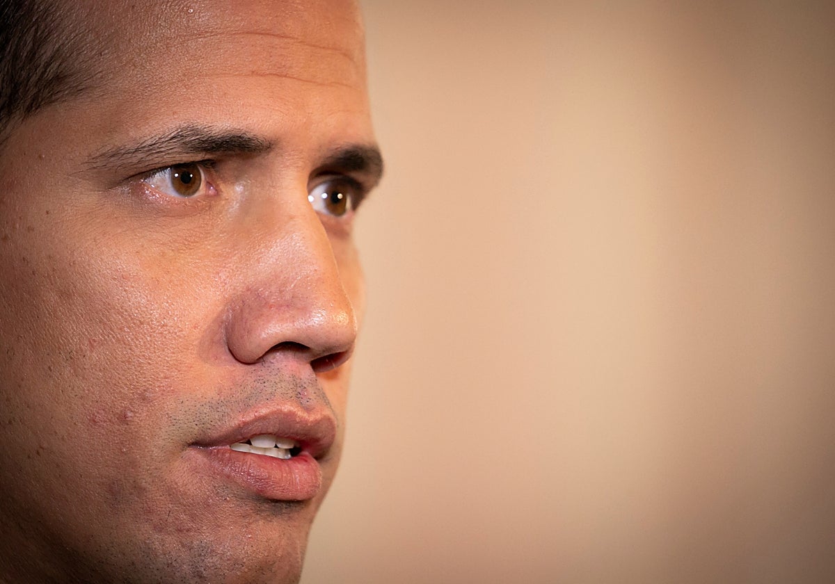 Juan Guaidó, durante la rueda de prensa en Miami