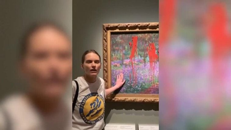 Dos activistas manchan con pintura un cuadro de Monet en Estocolmo
