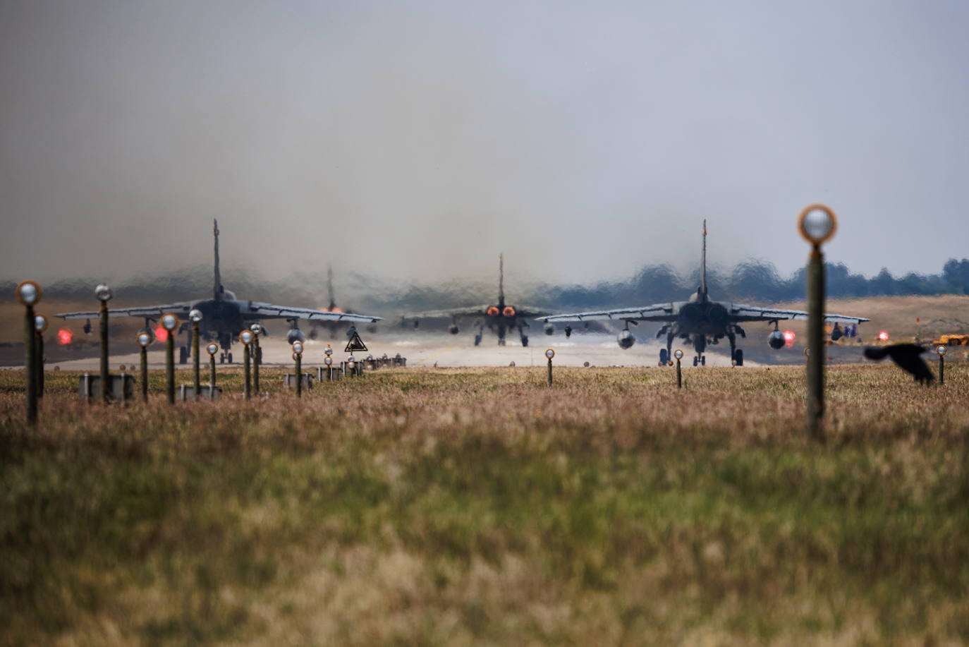 Despegue de aviones militares que participan en el ejercicio de la OTAN
