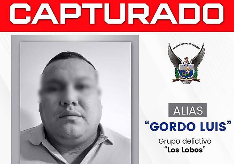 Imagen del cartel sobre el arresto del “Gordo Luis” difundido por la Policía Nacional de Ecuador