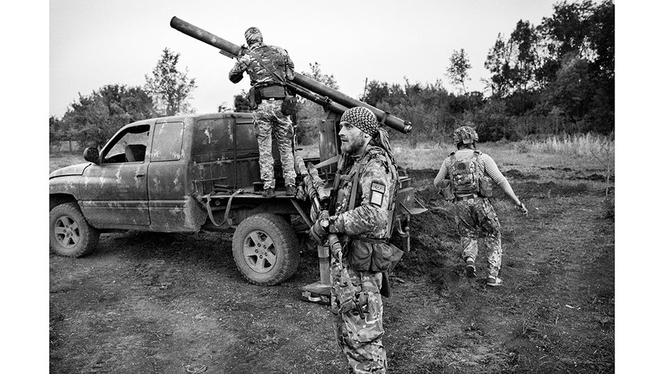 Combatientes chechenos en los alrededores de Bajmut.