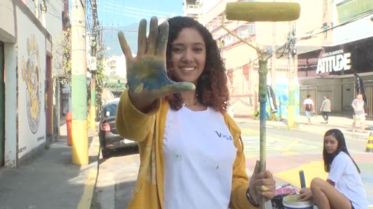 Primer mural en Brasil de la Copa Mundial de Fútbol Femenino