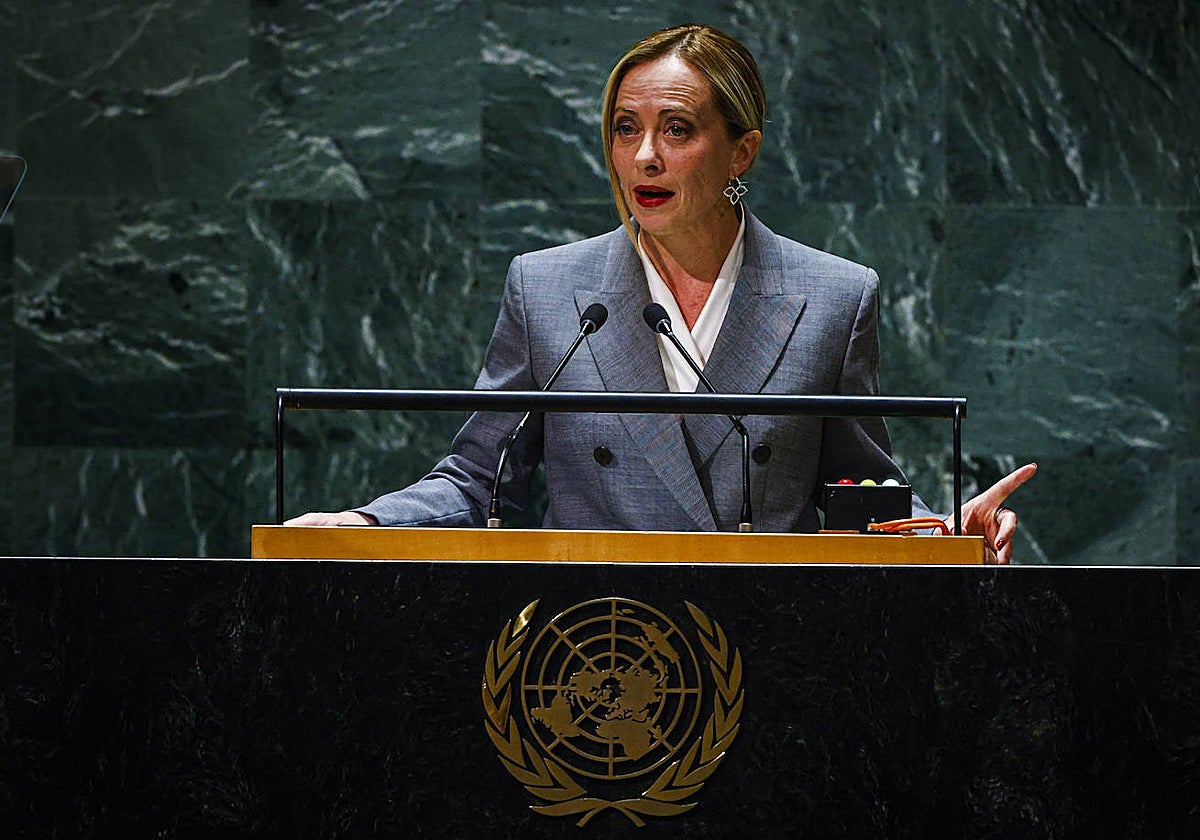 Giorgia Meloni habla en la Asamblea General de la ONU
