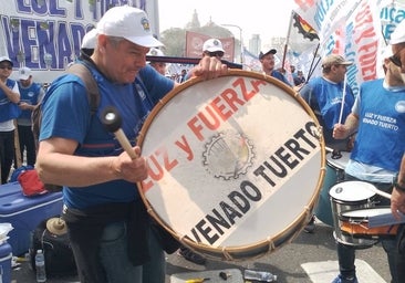 Prueba de fuerza del sindicalismo argentino en apoyo del candidato oficialista Massa