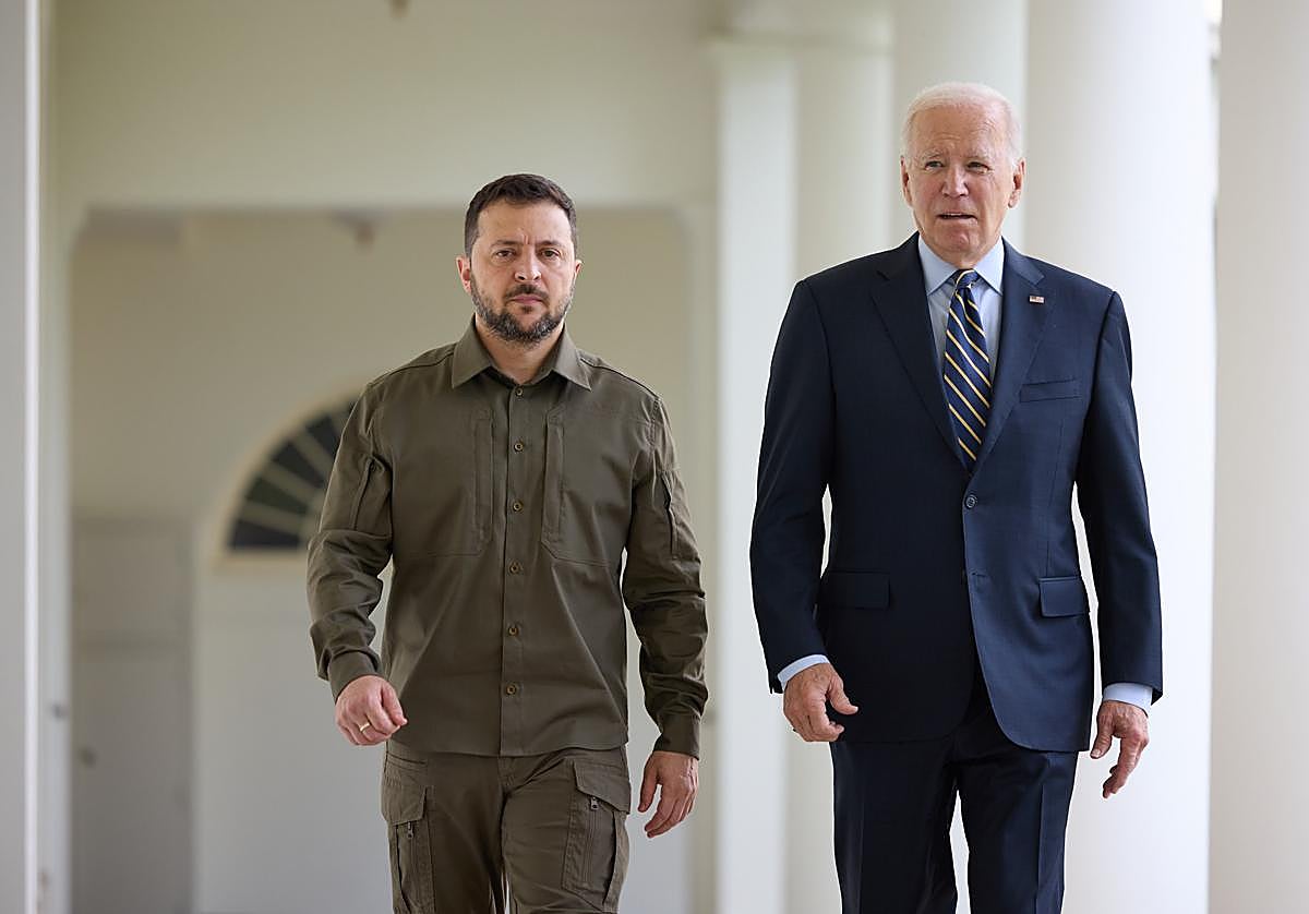 El presidente estadounidense, Joe Biden, se reúne con el presidente ucraniano, Volodymyr Zelensky, en la Casa Blanca