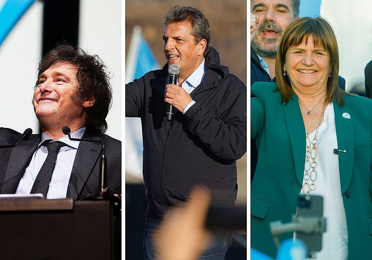 Javier Milei, Sergio Massa y Patricia Bullrich, principales candidatos a la presidencia