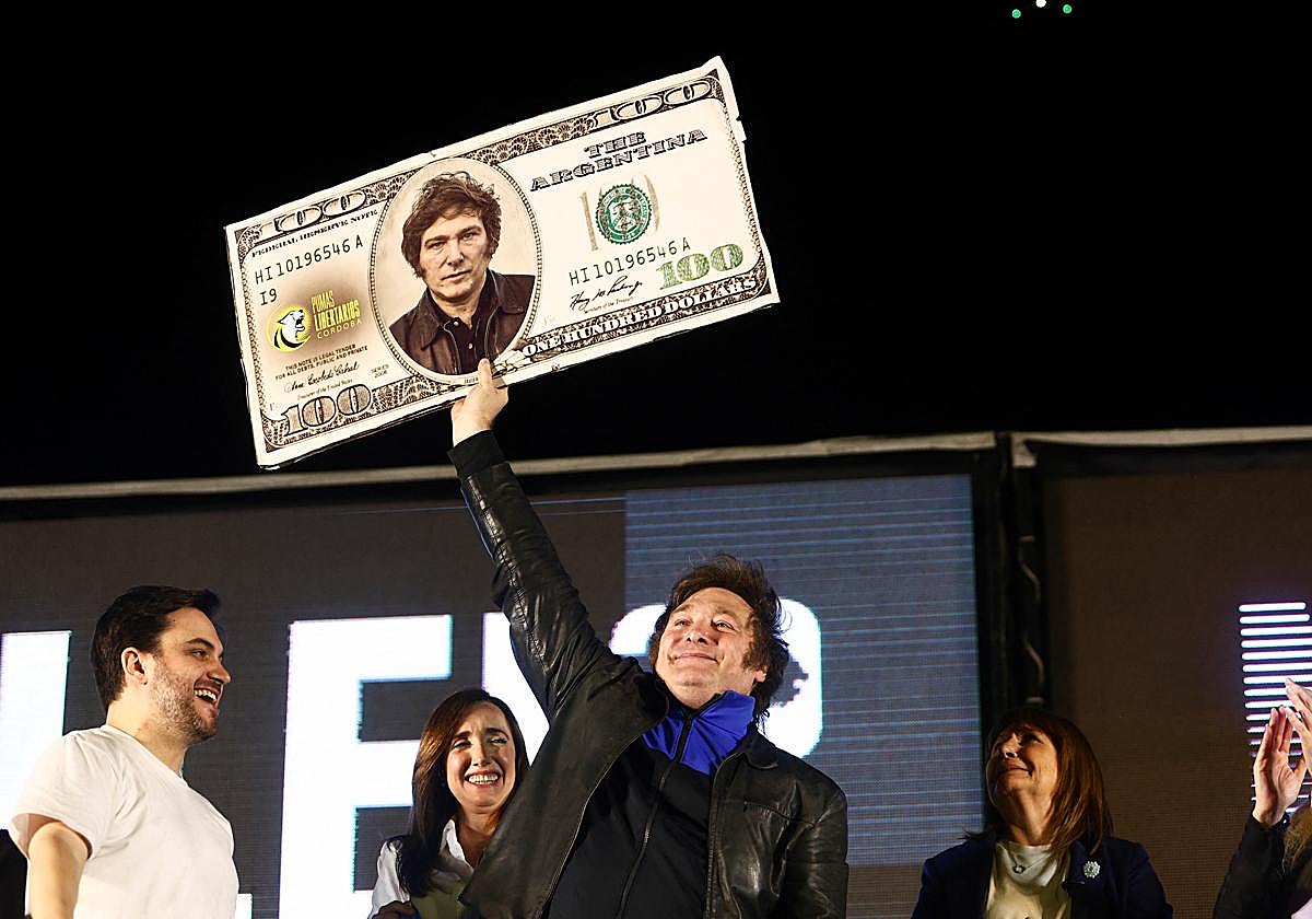 El candidato Javier Milei, durante el cierre de campaña