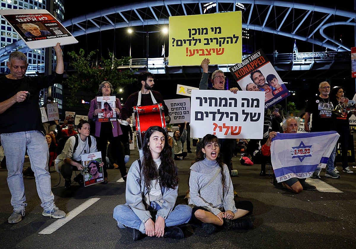 Manifestación para exigir la liberación de los rehenes israelíes retenidos en la Franja de Gaza