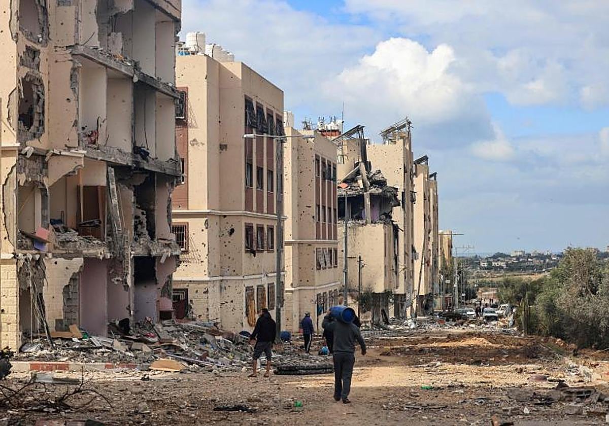 La derruida ciudad de Wadi, en Gaza, como consecuencia de los ataques israelíes en la Franja