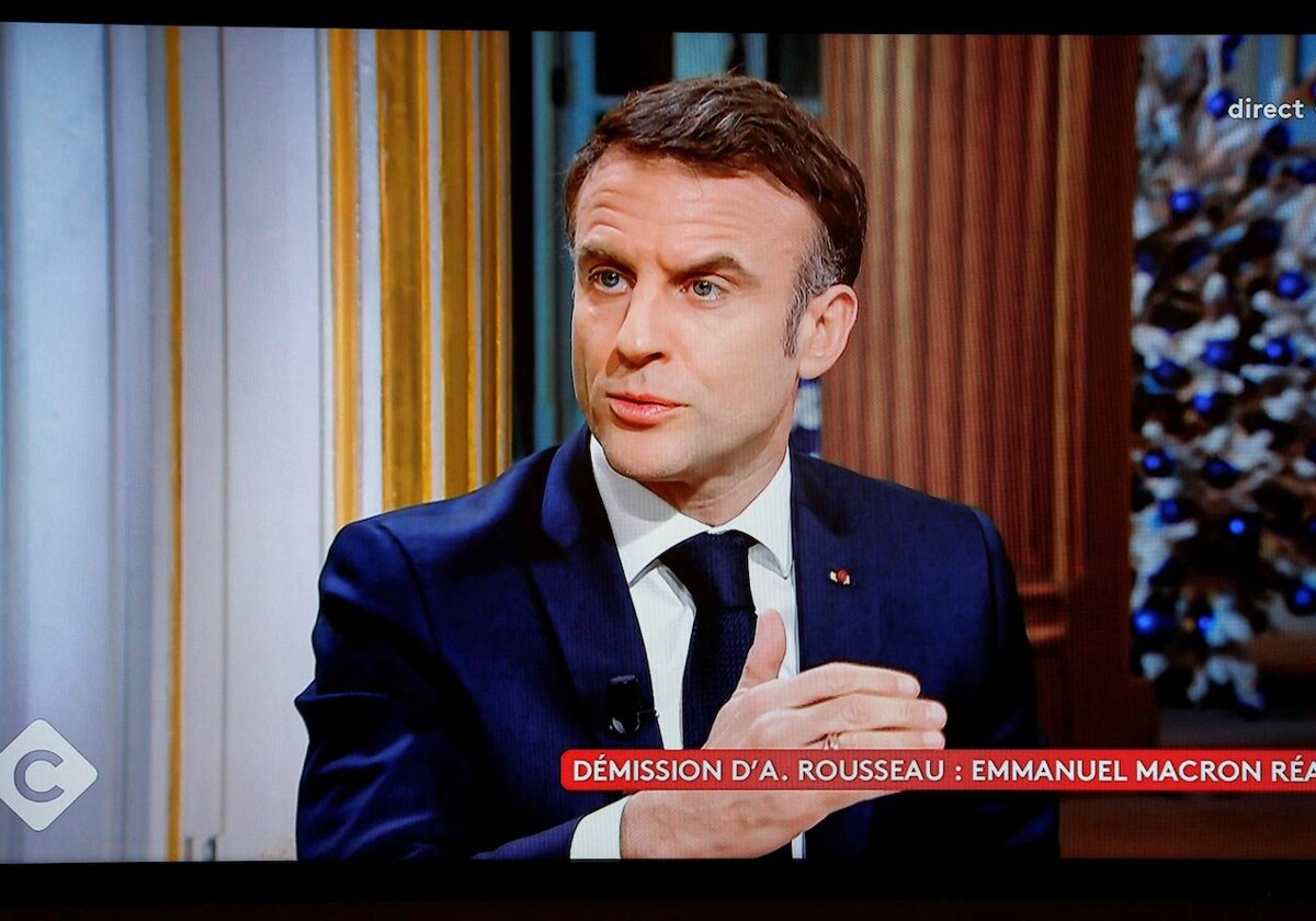 Emmanuel Macron, durante su intervención en la televisión francesa