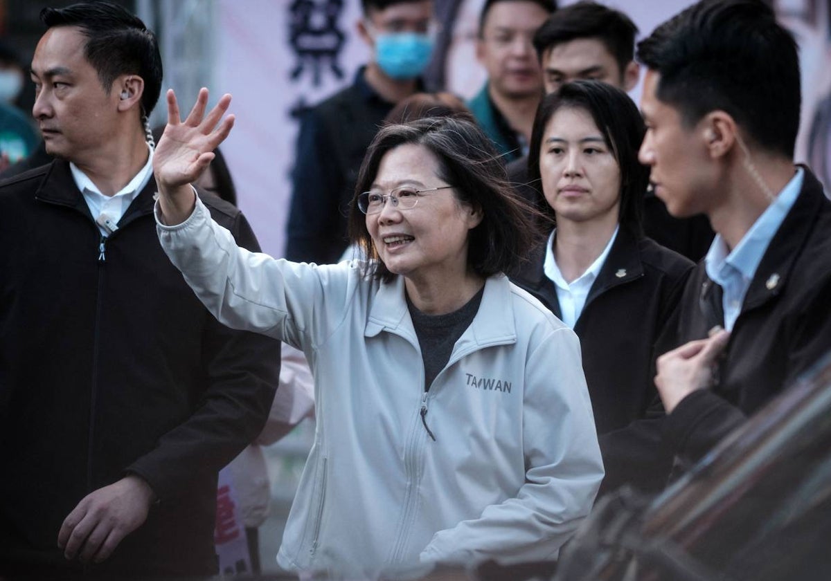 La actual presidenta de Taiwán, Tsai Ing-wen, en un acto de campaña