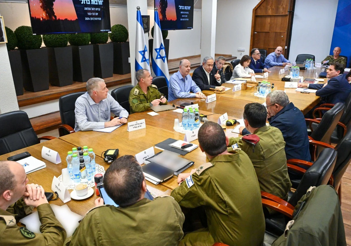 Netanjahu bei einer Sitzung des Kriegskabinetts am Donnerstag in Tel Aviv