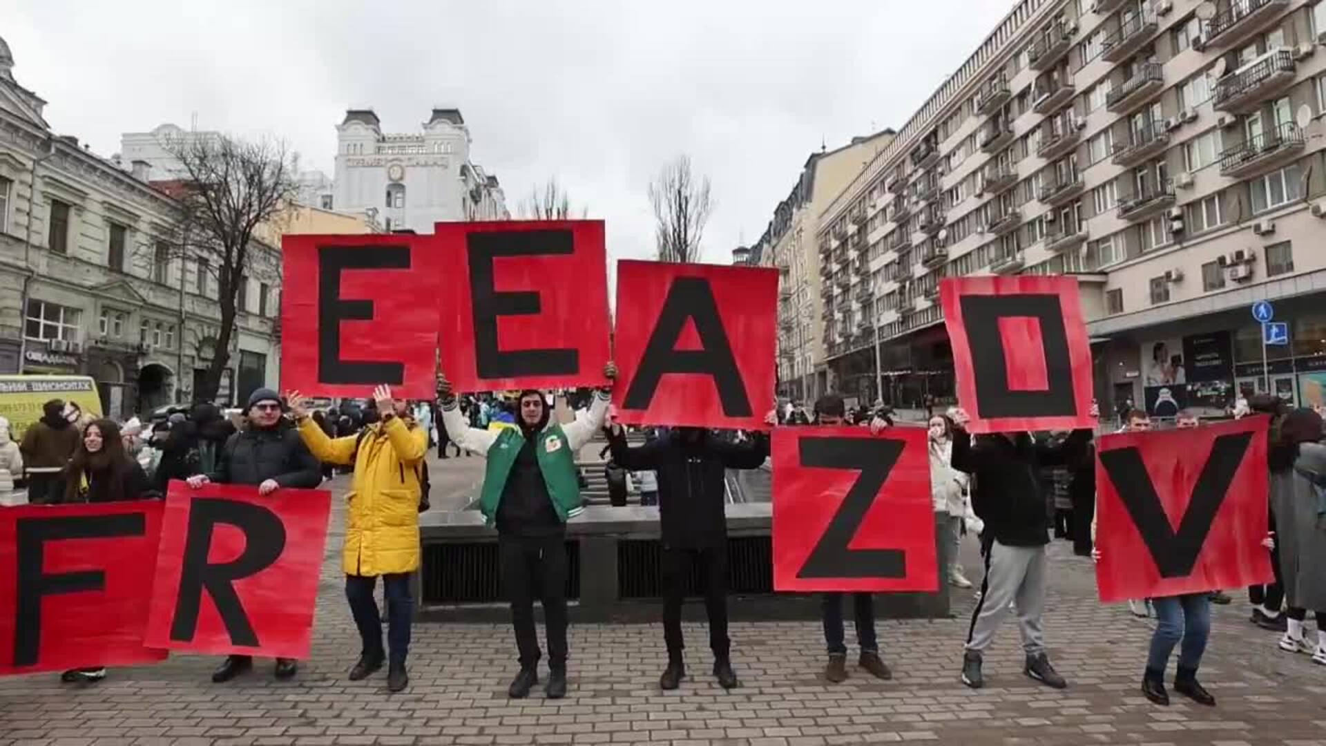 Manifestación en Kiev para pedir la liberación de los presos de guerra en Rusia