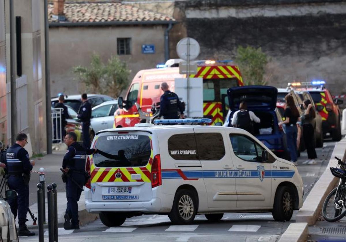 Ambulancias y policías cerca del tribunal de Montpellier tras el suceso