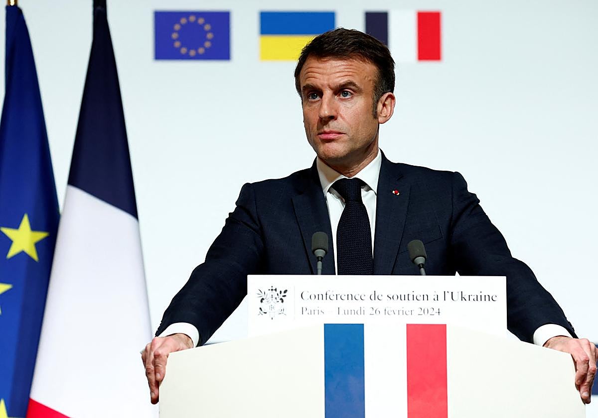 Emmanuel Macron durante la Conferencia de Apoyo a Ucrania