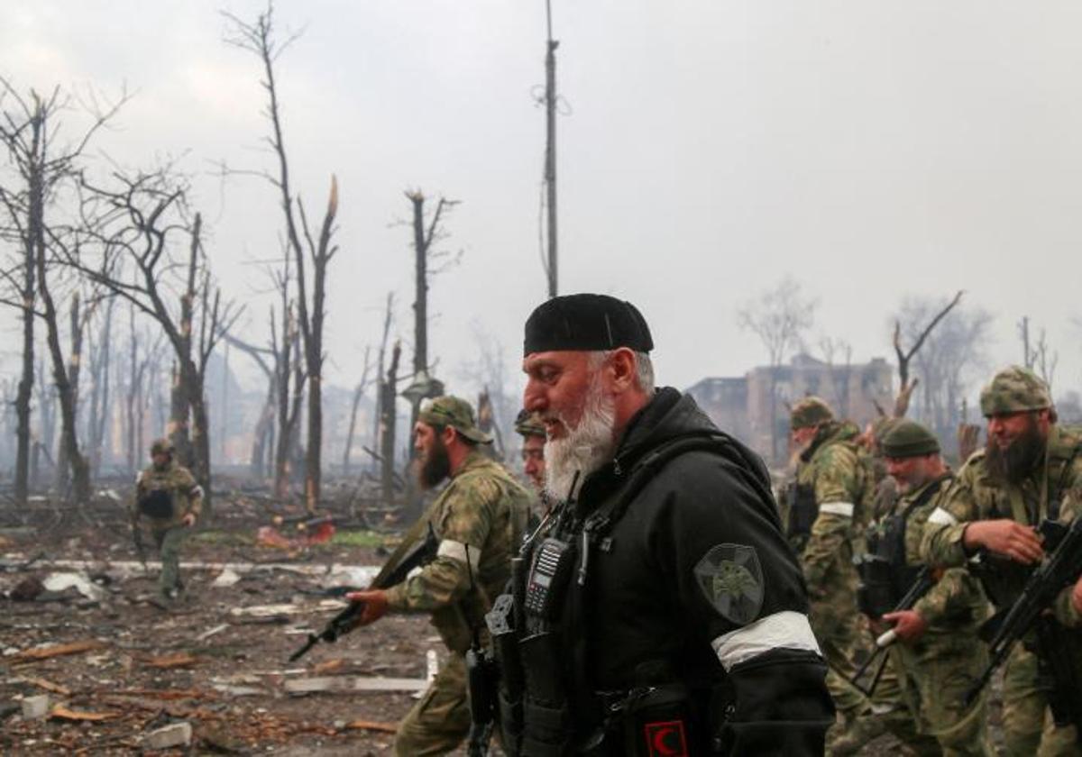 Combatientes de la unidad de fuerzas especiales chechenas