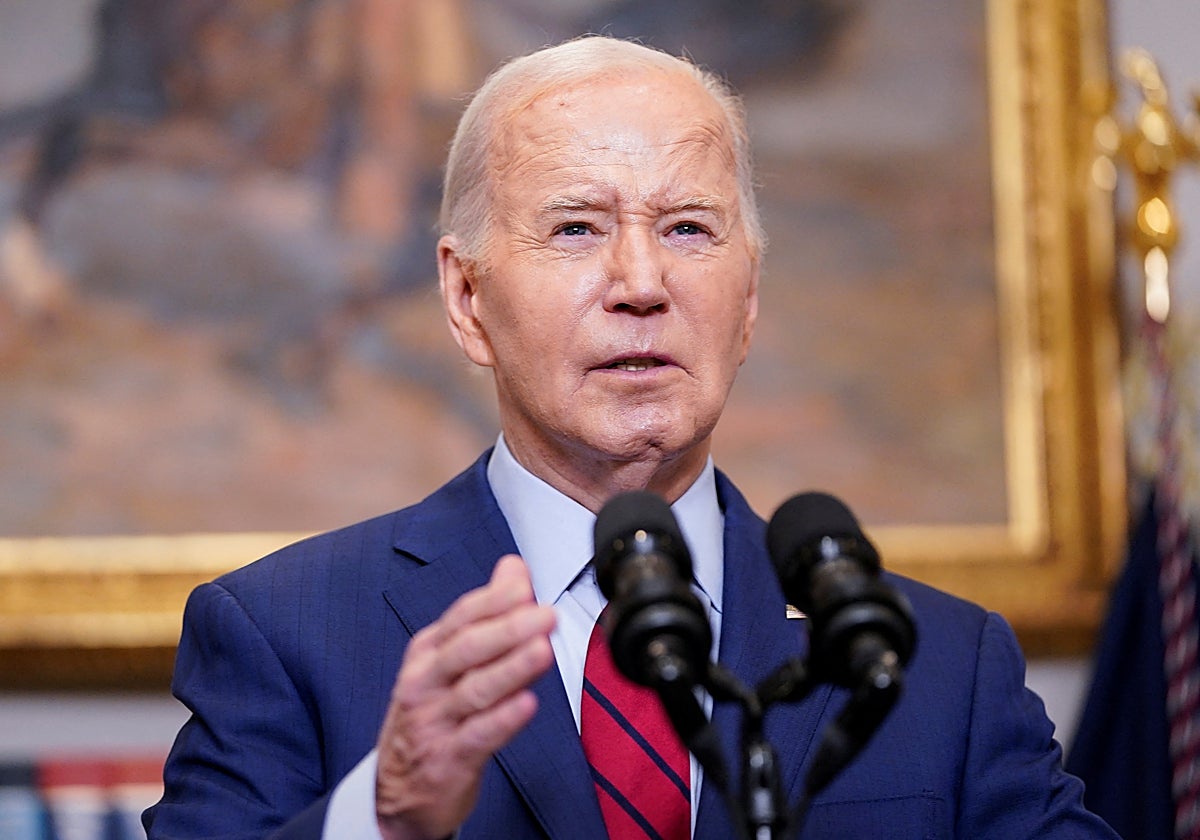 El presidente Joe Biden durante su intervención este jueves