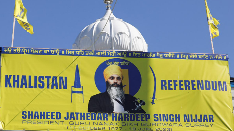 Un cartel en Surrey (Canadá) en apoyo a Hardeep Singh Nijjar