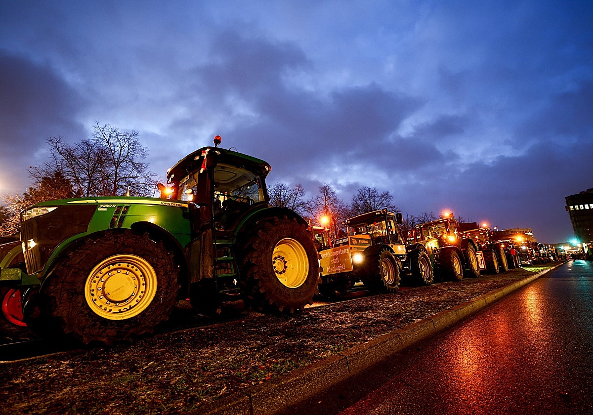 Agricultores se preparan para la huelga en Berlín el pasado enero