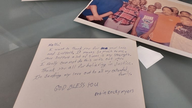 Rocky Myers envió una nota, a través de su equipo legal, dando las gracias por el apoyo, que le da fuerza para continuar, y muestra también su agradecimiento a aquellos que creen en la justicia