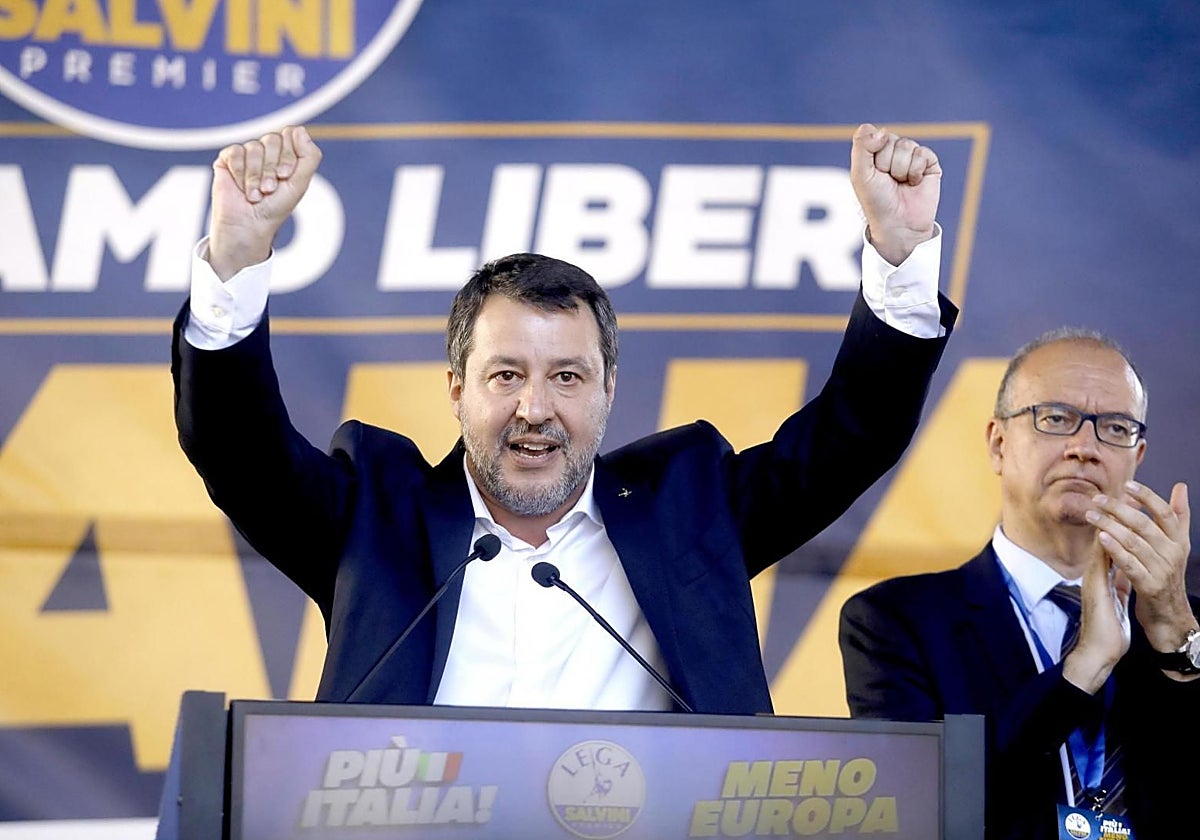 Salvini durante un mitin en Milán el pasado 1 de junio
