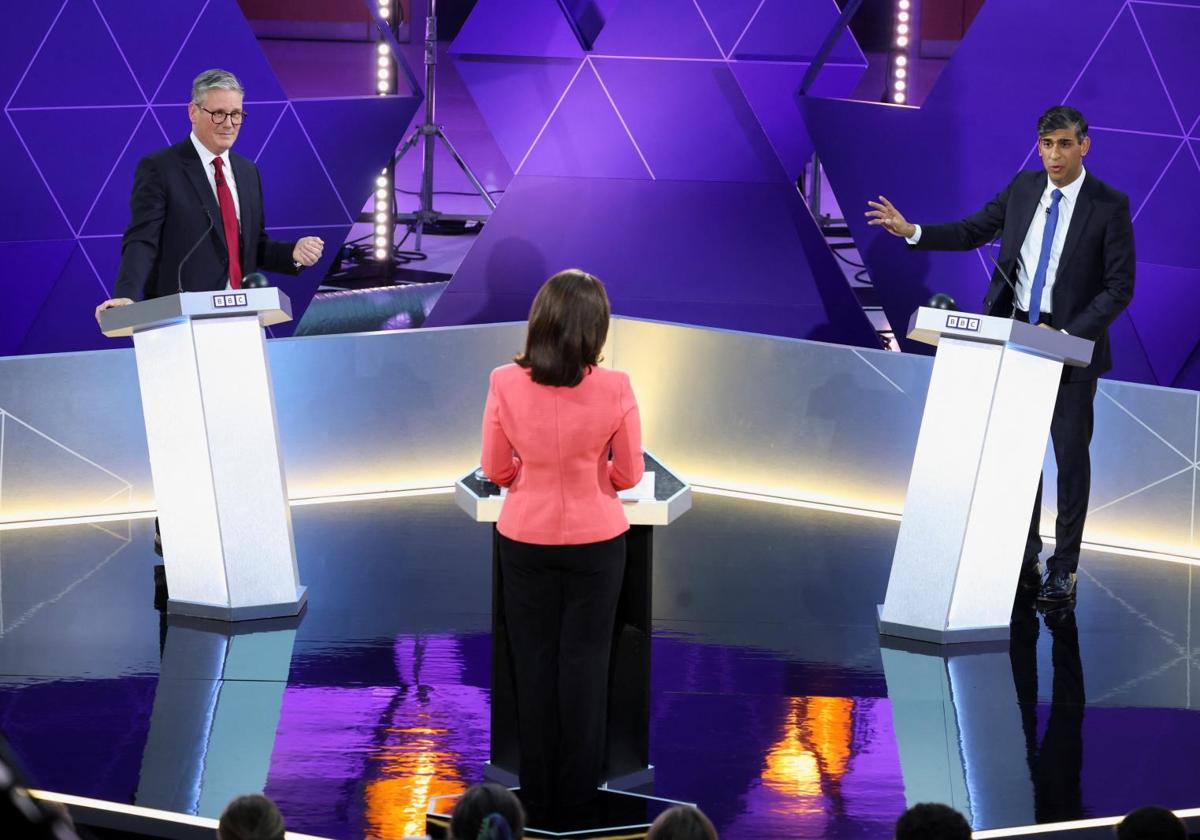 Debate televisivo entre Sunak y Starmer en Inglaterra