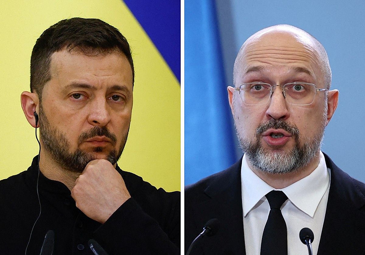 Zelenski y el primer ministro ucraniano, Denys Shmyhal