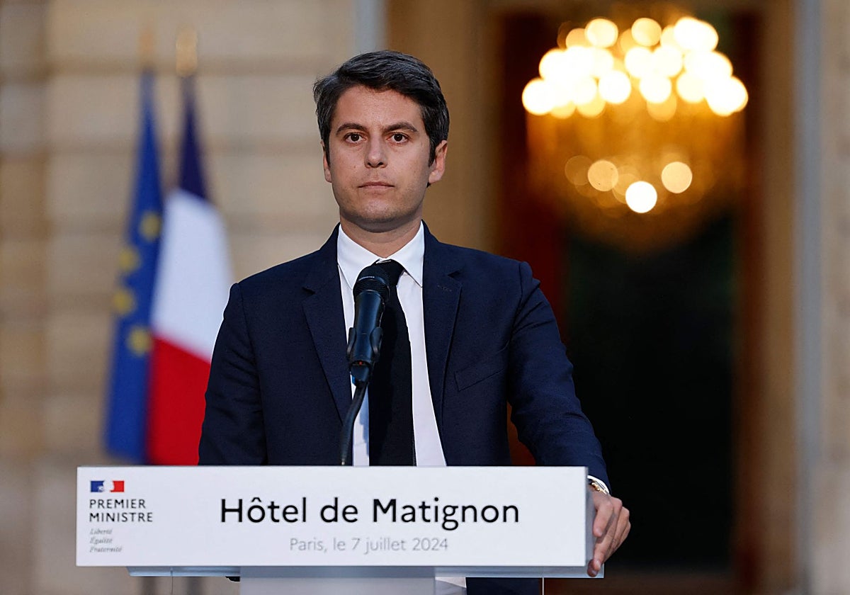 George Attal, primer ministro que ha presentado su dimisión, pero no ha sido aceptada