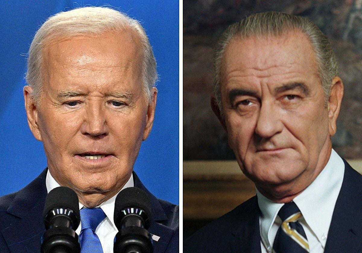 El presidente Joe Biden y el expresidente Lyndon B. Johnson