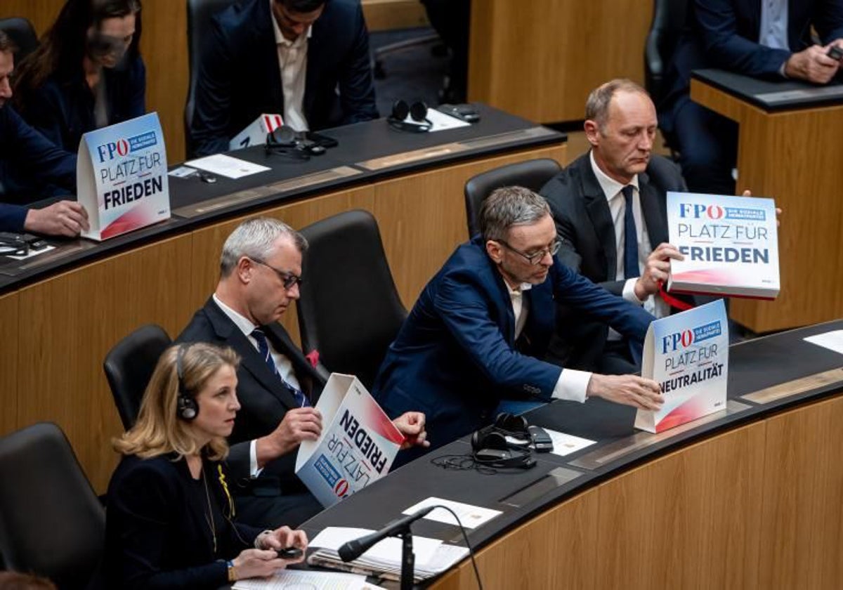 El presidente del Partido por la Libertad de Austria (FPÖ), Herbert Kickl, en el parlamento austriaco, Viena