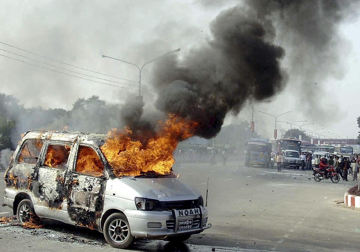 Imagen de las protestas en Bangladés.