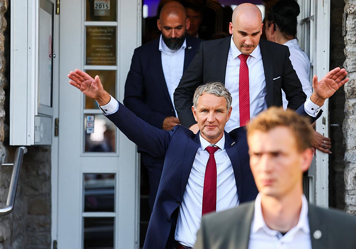 Björn Höcke, celebrando el triunfo electoral del domingo en Turingia