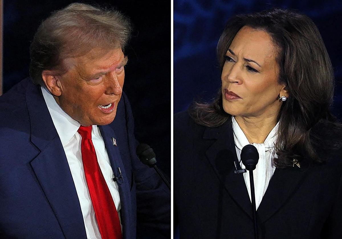 Donald Trump y Kamala Harris, durante el debate electoral