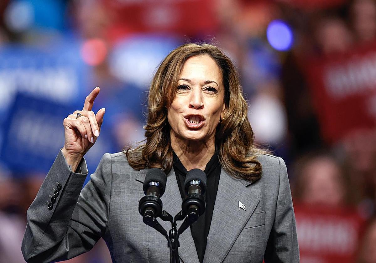 Kamala Harris durante un acto de campaña este sábado