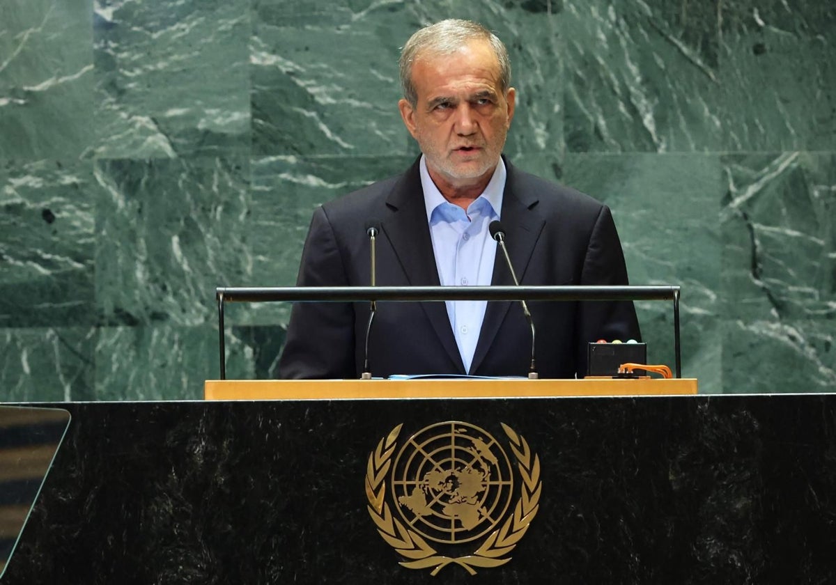 El presidente iraní, Masoud Pezeshkian, se dirige a la asamblea de la ONU