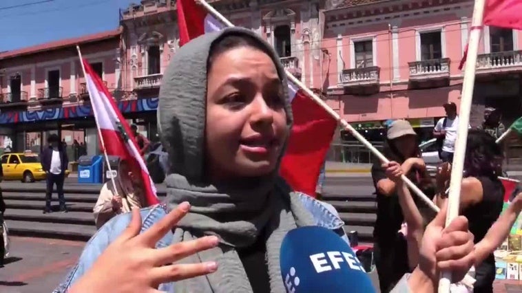 Activistas marchan en Quito pidiendo detener la violencia en Gaza