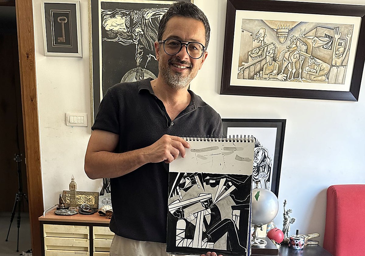 El dibujante palestino Mohamed Sabaaneh