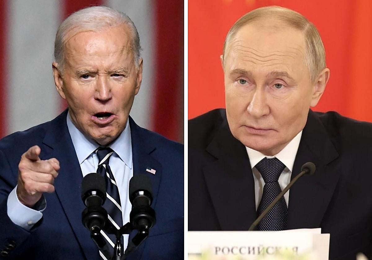 El presidente de EE.UU., Joe Biden, y el presidente de Rusia, Vladimir Putin