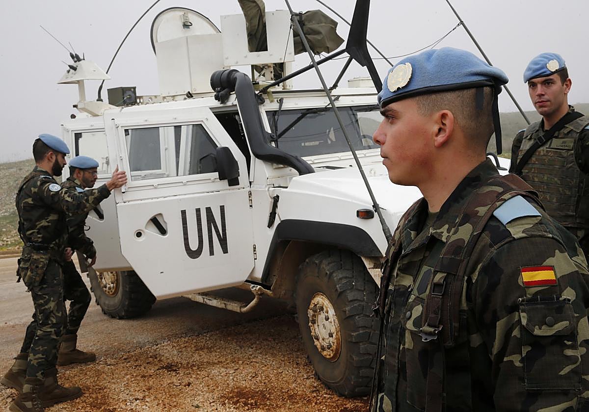 Imagen de una patrulla de cascos azules españoles en Líbano, de 2017