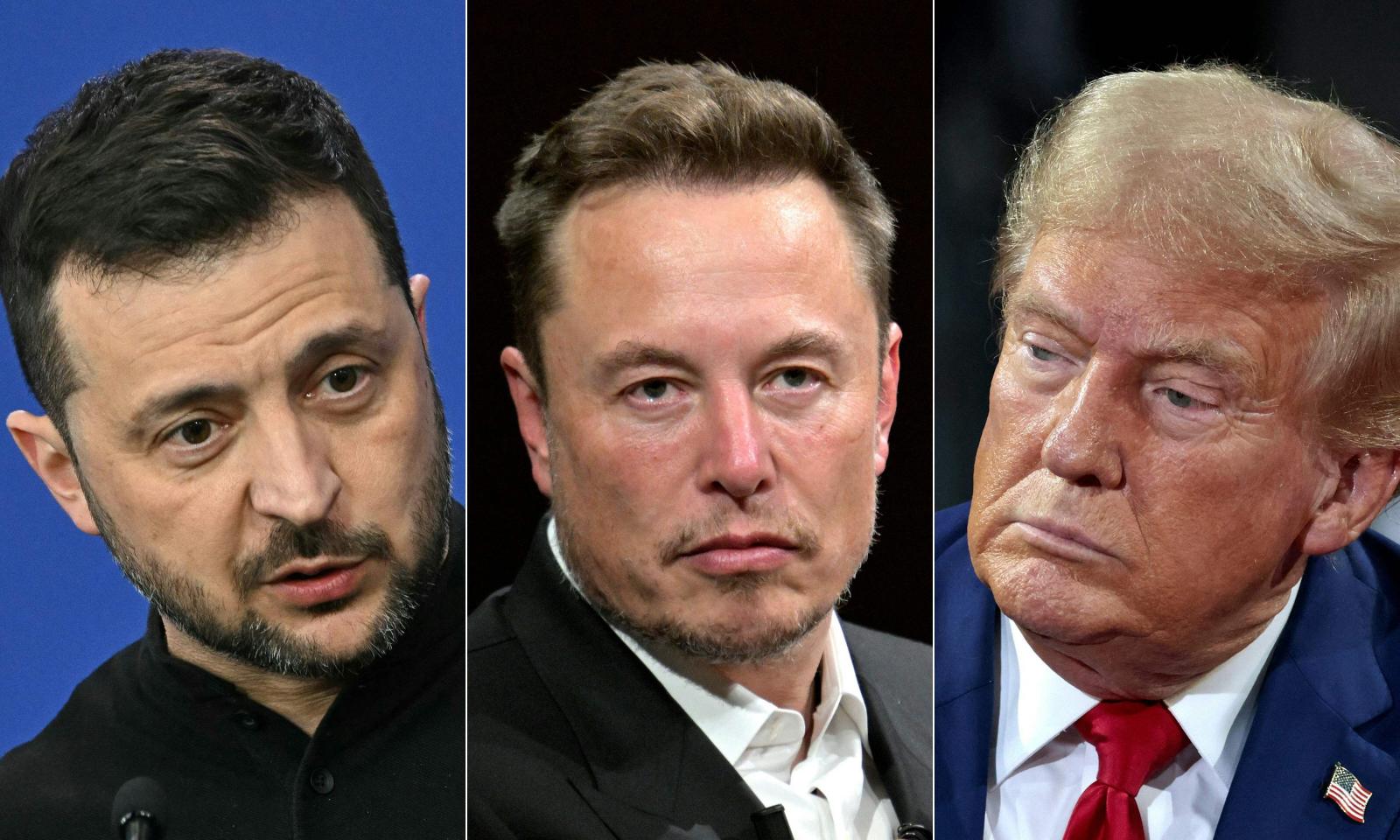 Volodimir Zelenski, Elon Musk y Donald Trump