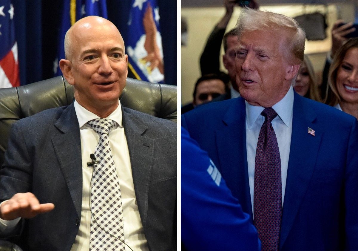 El fundador de Amazon, Jeff Bezos, y el presidente electo estadounidense, Donald Trump