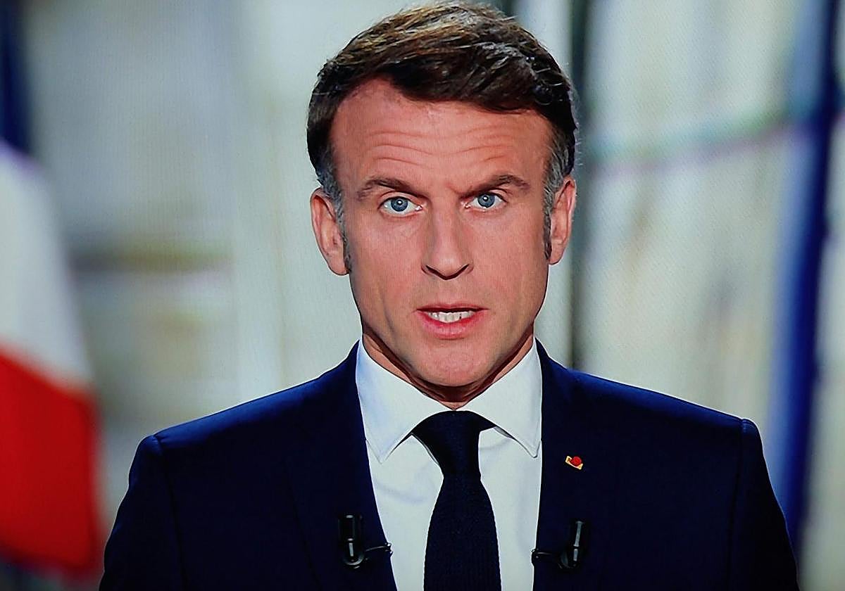 El presidente francés, Emmanuel Macron, durante su discurso televisivo de Año Nuevo