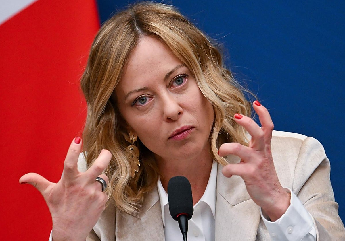 La primera ministra italiana Giorgia Meloni durante su comparecencia ante los medios en Roma