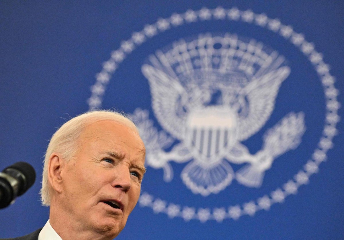 El presidente Joe Biden, durante el discurso