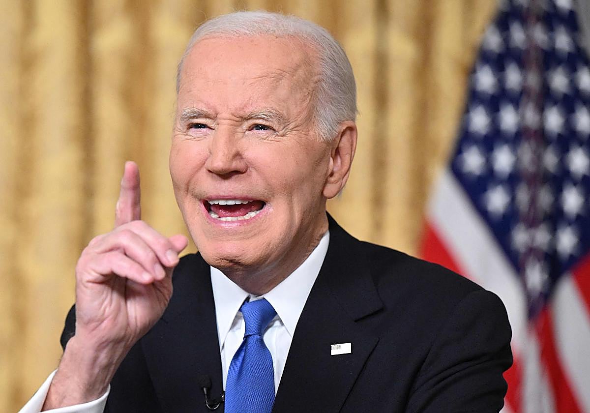 Joe Biden durante su discurso televisado de despedida desde el Despacho Oval