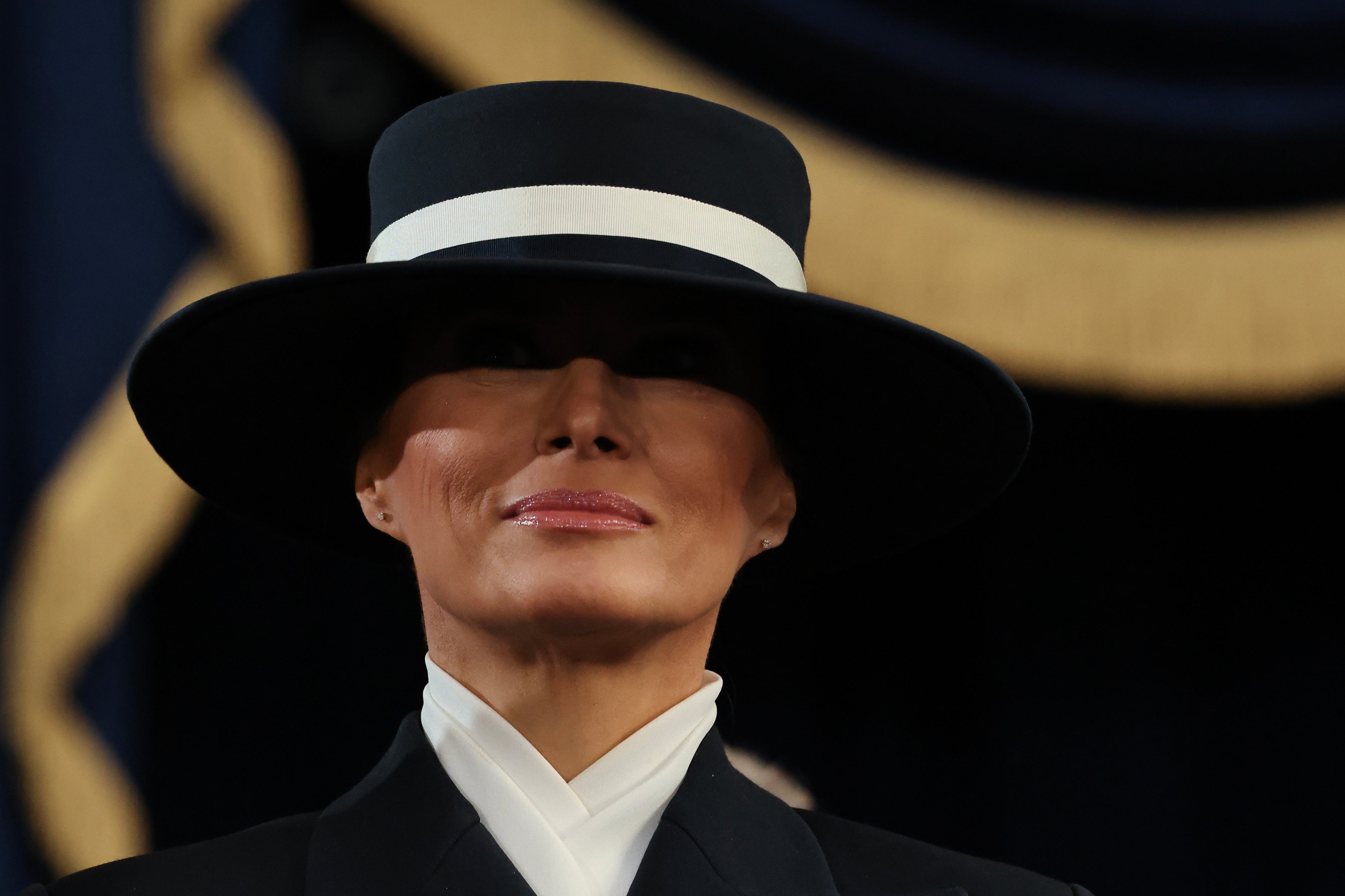La esposa de Donald Trump, Melania, durante la ceremonia de inauguración en el Capitolio.
