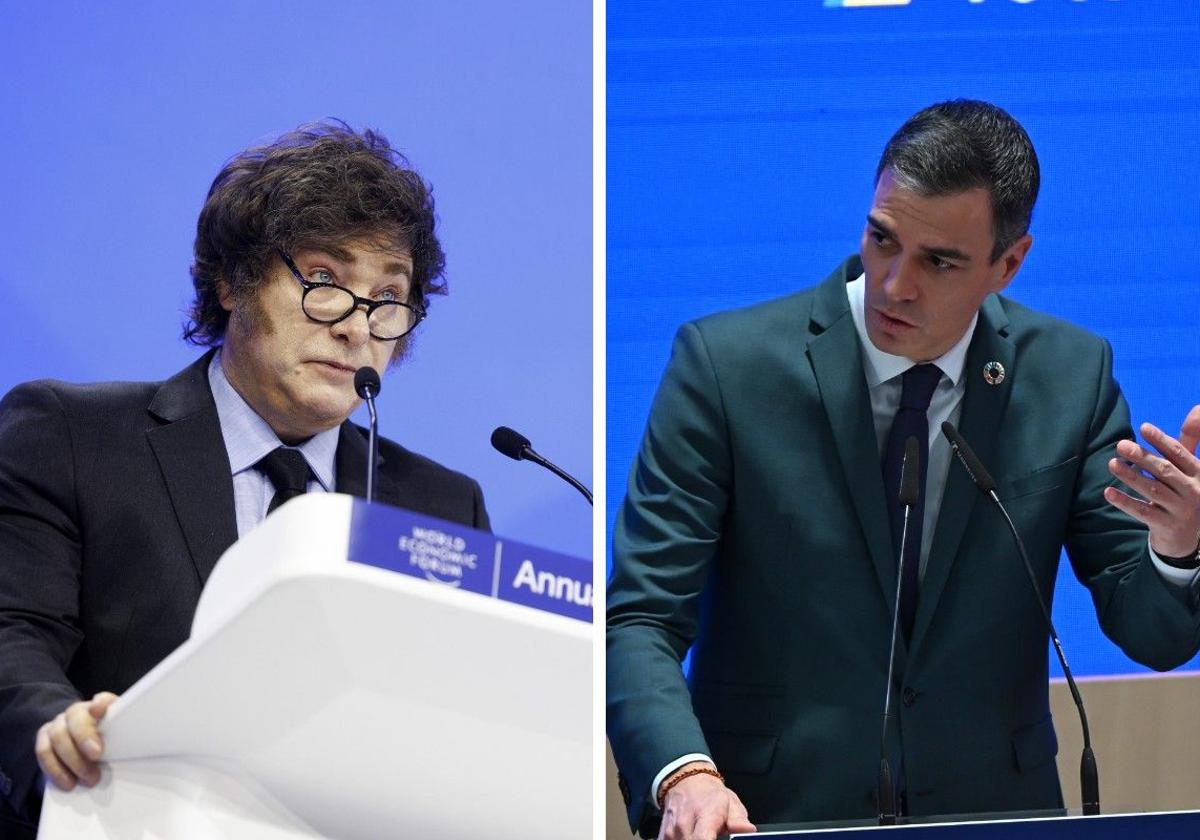 El presidente argentino, Javier Milei, y su homólogo español, Pedro Sánchez